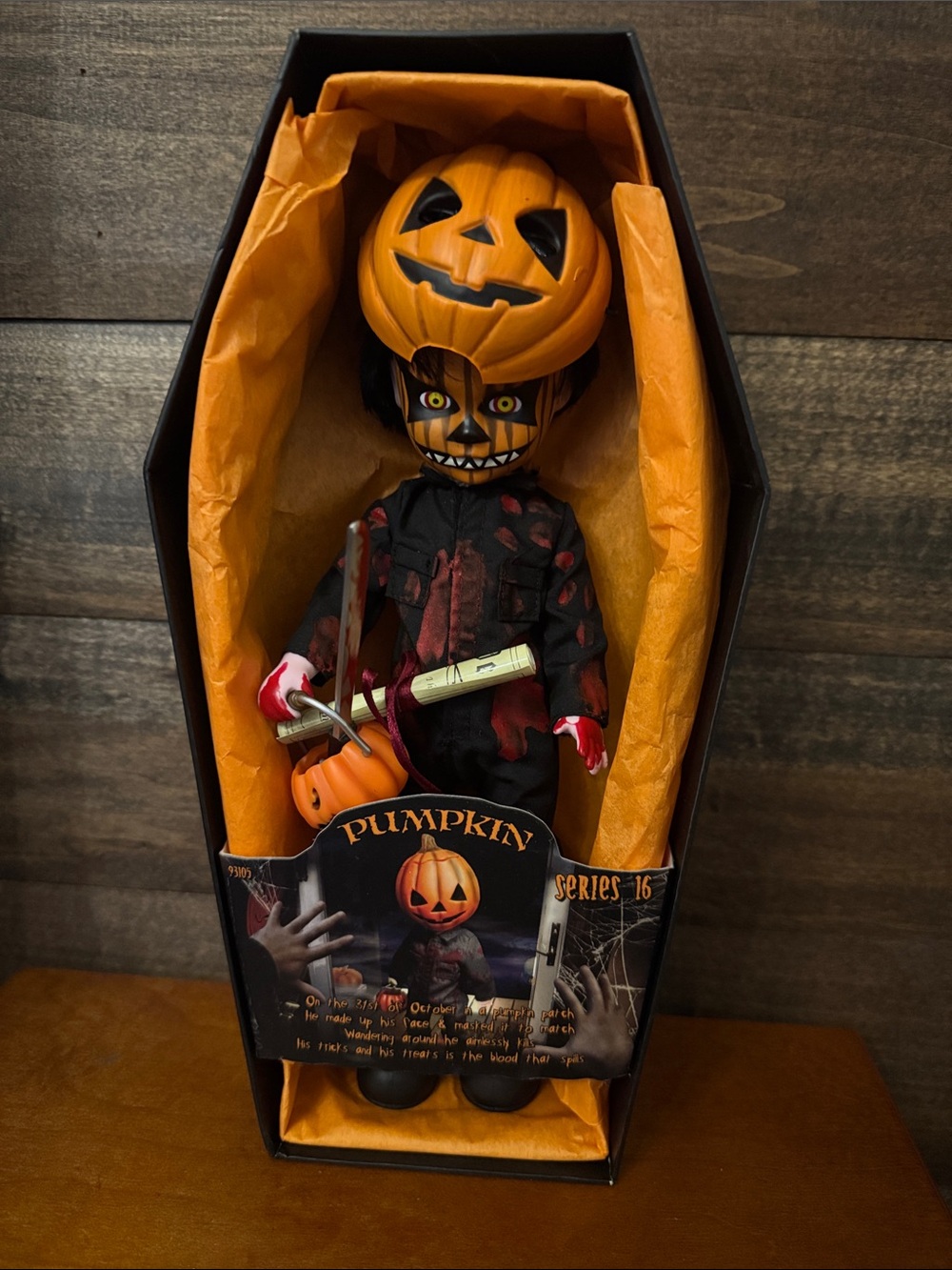 Series 16 Living Dead Doll - Orange & Black Pumpkin Head